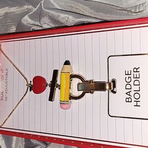 True To Form Apple and Pencil Badge Holder 36" Adjustable BNIB hL Rt Tp